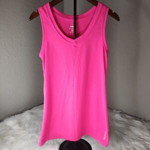 Reebok Shirt Womens Large Pink Play Dry Sleeveless Gym Workout Stretch Tank Top